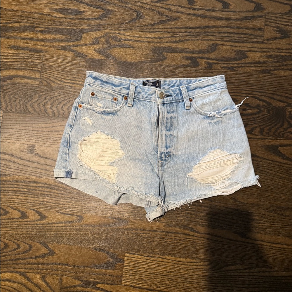 Distressed Light Blue Denim Shorts